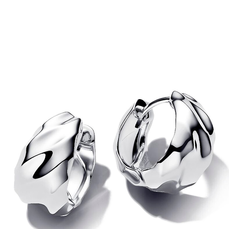 Pandora Silver Earrings Small Wavy Hoop Earrings 293874C00