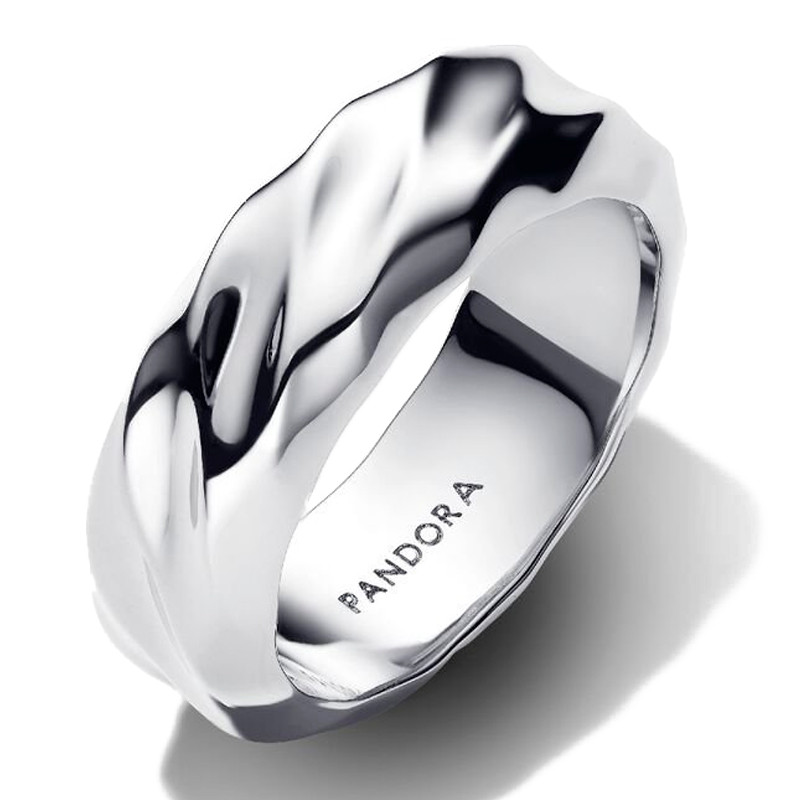 Pandora Silver Rings Wide Wavy Band Ring 193886C00