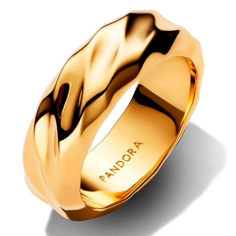 Pandora Gold/Golden Rings Wide Wavy Band Ring 163886C00