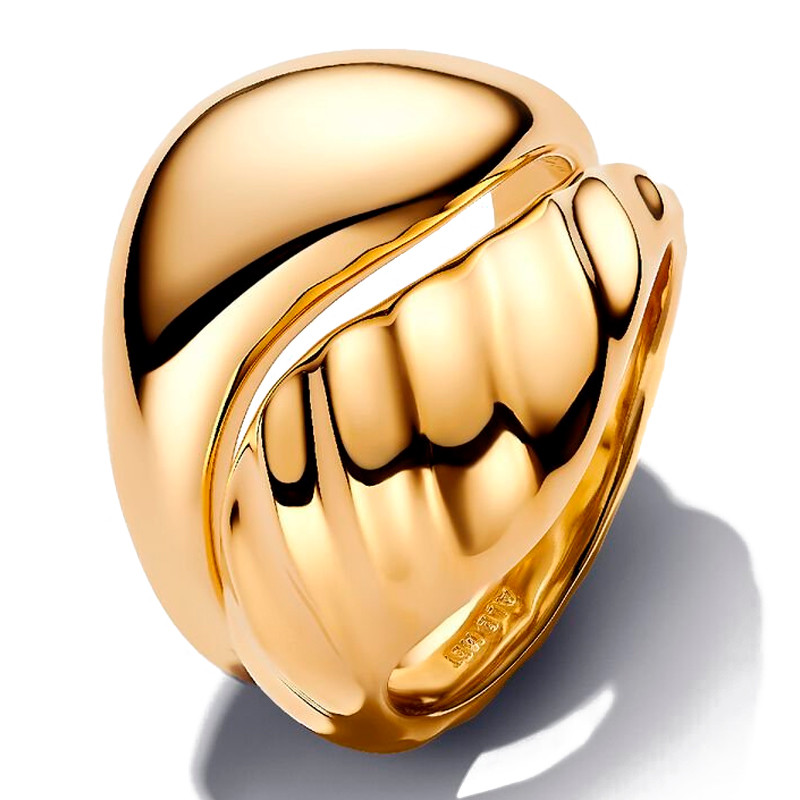Pandora Gold/Golden Rings Wavy Combinable Rings 163832C00